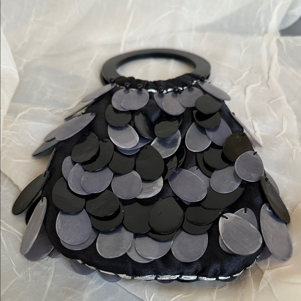 Genuine fun capiz shell purse bag black gray - Picture 7 of 10